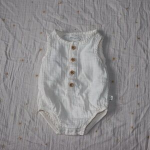 Little Planet by Carter's White Button-Up Baby One Piece